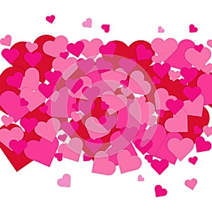 Valentine`s Day card with pink and red hearts