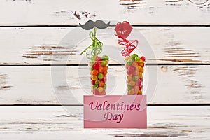 Valentine`s Day card and props.