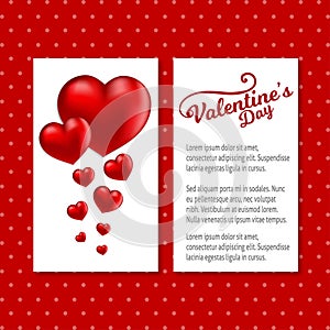 Valentine's day card with red pattern background
