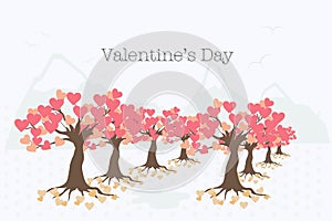 Valentine`s Day card with the tree of love