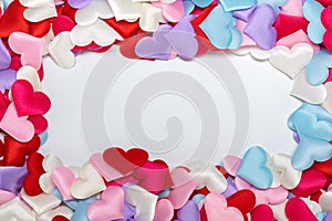 Valentine`s day color hearts frame