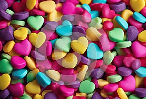 Valentine's Day Day colored brightly candy hearts Background
