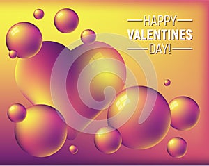 Valentine`s day colorful abstract background with heart and bright spheres