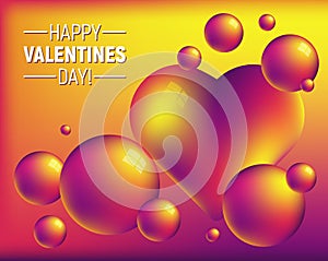 Valentine`s day colorful abstract background with heart and bright spheres