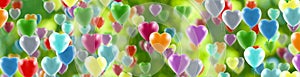 Valentine`s Day with colorful balloons depicting stylized hearts