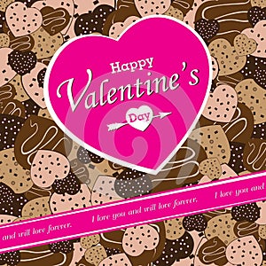 Valentine's Day on colorful Heart chocolate party background. Vector Heart chocolate on colorful Background.