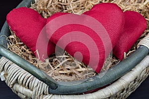 Valentine's day concept, red heart in basket