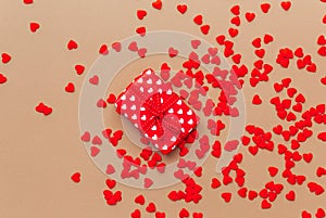 Valentine`s Day concept with red hearts.