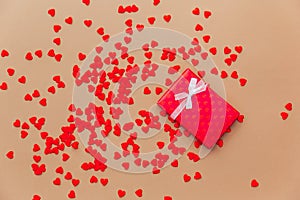 Valentine`s Day concept with red hearts.