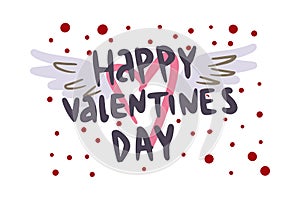 Valentine's day, congratulations on postcards, hand drawn sketch with hearts and the inscription. Vector design