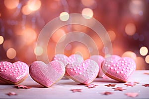 Valentine\'s Day cookies, The pink hearts bokeh background
