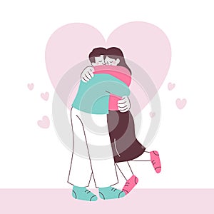 Valentine\'s Day Couple Standing in Embrace