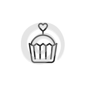 Valentine's day cupcake line icon