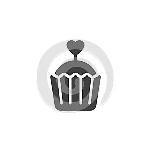 Valentine's day cupcake vector icon