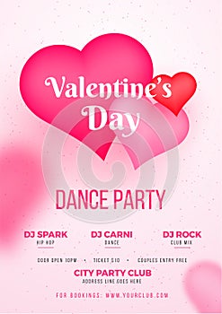 Valentine`s Day dance party template or flyer design.