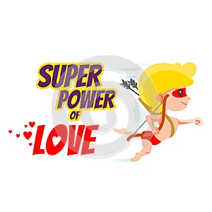 Valentine's day design concept with cupid as super hero