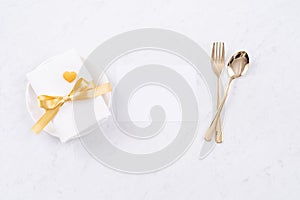 Valentine`s Day design concept - Romantic plate dish set for restaurant holiday celebration meal promo for couple and lover datin