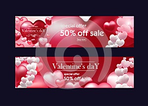 Valentine`s day discount banner, flyers valentine`s day sale, illustration wallpaper