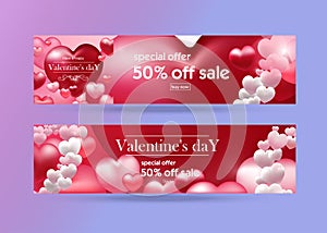 Valentine`s day discount banner, flyers valentine`s day sale, illustration wallpaper