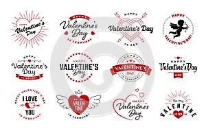 Valentine\'s Day emblems, logos and labels set