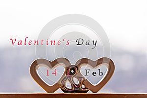 Valentine's Day 14 Feb. Double Heart shape as symbol of love