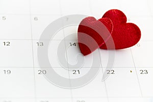 14th february date and red heart