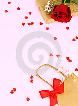 Valentine`s day. Festive background with red roses,