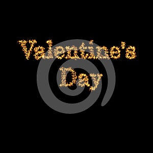 Valentine`s Day. Fiery lettering on a black background