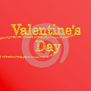 Valentine`s Day. Fiery lettering on a red background