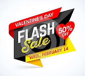 Valentine`s Day Flash Sale bright banner design