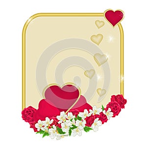 Valentine's Day frame of hearts with flowers background vector