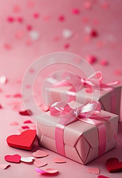 Valentine\'s day gift boxes. Holiday gifts, closeup