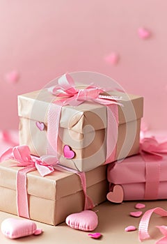 Valentine\'s day gift boxes. Holiday gifts, closeup