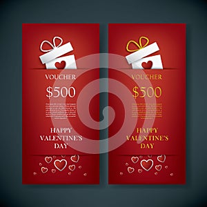 Valentine's day gift card voucher template with