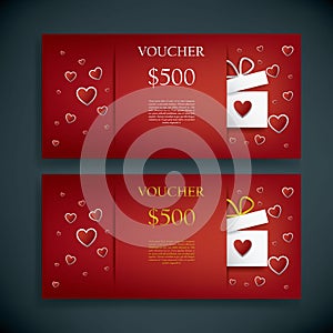 Valentine's day gift card voucher template with