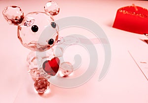 Valentine`s Day gift, crystal bear toy