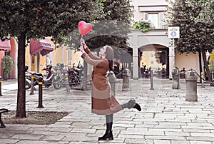 Valentine's Day. Girl with red hair