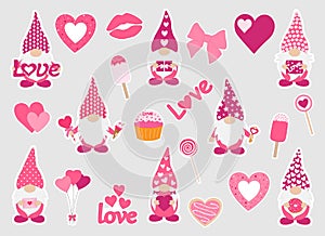 Valentine`s day Gnomes stickers printable