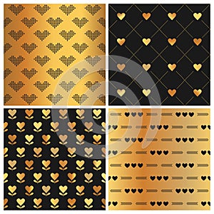 Valentine's Day Gold Heart Patterns