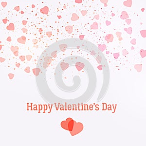 Valentine's day greeting card with beautiful pink hearts.Vector background.