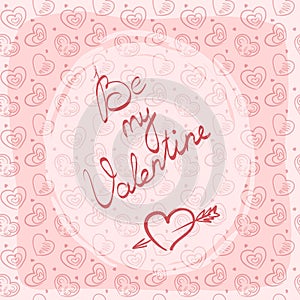 Valentine`s Day greeting card, label or sticker with handwritten inscription