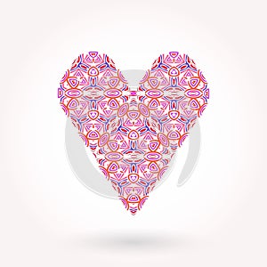 Valentine's Day greeting card. Modern ornamented flat styled heart