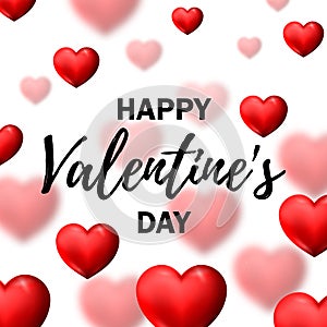 Valentine s Day greeting card with red hearts. Vector illustra