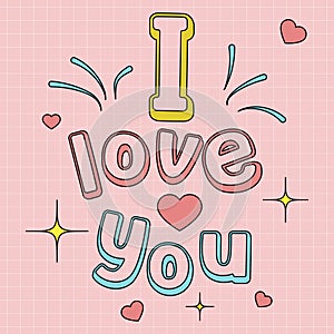 A Valentine's Day greeting card. Retro style. Y2K aesthetic. Vector illustration