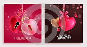 Valentine\'s day greeting card vector poster set. Happy valentine\'s day gift tags collection