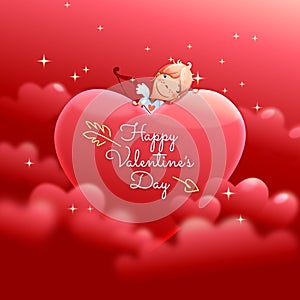 Valentine`s Day Happy Valentine`s Day Cupid with Hearts