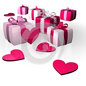 Valentine`s day heart Gifts polka caro white roseate pink. photo