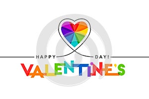 Valentine`s day and heart made of rainbow colors as LGBTQ+ community concept