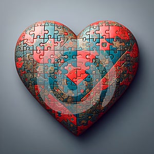 valentine's day. A heart made up of puzzle pieces