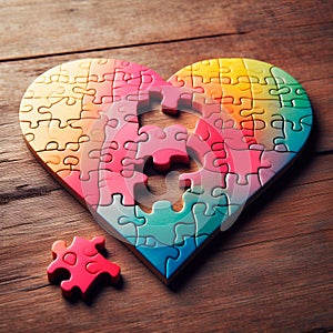 valentine's day. A heart made up of puzzle pieces